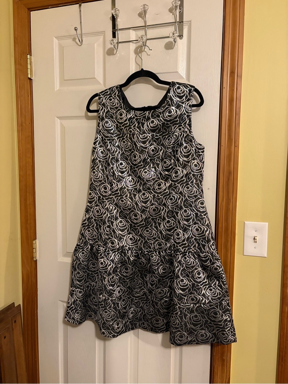 Nine West Black Dress with Silver Rose Pattern